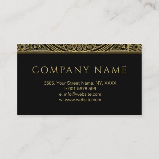 Elegant Gold Monogram Lijst Visitekaartje (Achterkant)