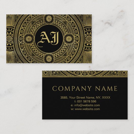 Elegant Gold Monogram Lijst Visitekaartje (Voorkant / Achterkant)