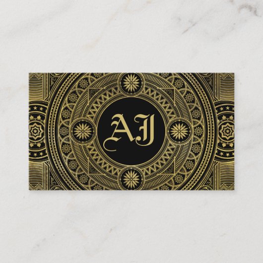 Elegant Gold Monogram Lijst Visitekaartje (Voorkant)