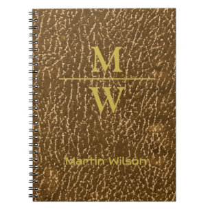 Elegant Gold Monogram Luxe Textuur Gold Lettering Notitieboek
