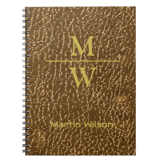 Elegant Gold Monogram Luxe Textuur Gold Lettering Notitieboek (Voorkant)