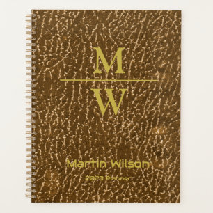 Elegant Gold Monogram Luxe Textuur Gold Lettering Planner
