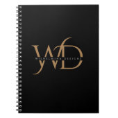 Elegant Gold Monogram Luxurieuze Typografie Black Notitieboek (Voorkant)