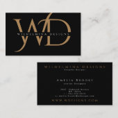Elegant Gold Monogram Luxurieuze Typografie Black Visitekaartje (Voorkant / Achterkant)