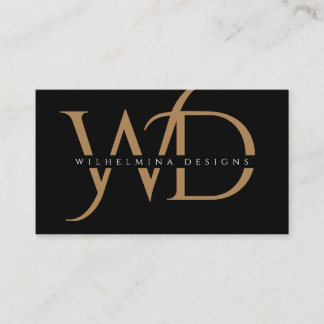 Elegant Gold Monogram Luxurieuze Typografie Black Visitekaartje
