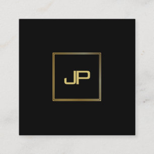 Elegant Gold Monogram Luxurious Moderne Sjabloon Vierkante Visitekaartje