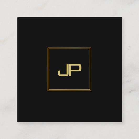Elegant Gold Monogram Luxurious Moderne Sjabloon Vierkante Visitekaartje (Voorkant)