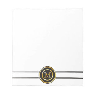Elegant Gold Monogram M Notitieblok
