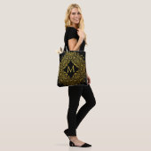 Elegant Gold Monogram Mandala Luxury Tote Bag (Op model)