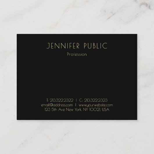 Elegant Gold Monogram Modern Black Sjabloon Bovena Visitekaartje (Achterkant)