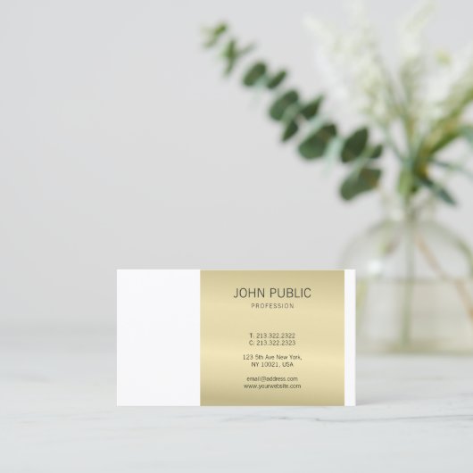 Elegant Gold Monogram Modern Design Professional Visitekaartje (Staand voorkant)