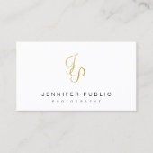 Elegant Gold Monogram Modern Plain Fotograaf Visitekaartje (Voorkant)