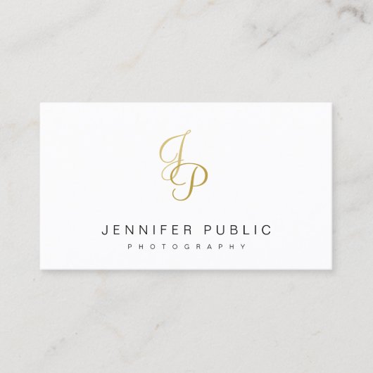 Elegant Gold Monogram Modern Plain Fotograaf Visitekaartje (Voorkant)
