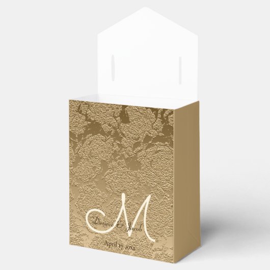 Elegant Gold Monogram Modern Wedding Bedankdoosjes (Geopend)