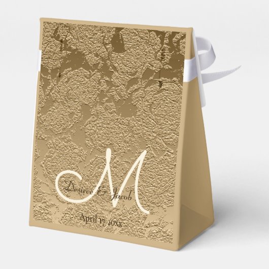 Elegant Gold Monogram Modern Wedding Bedankdoosjes (Achterkant)