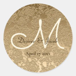 Elegant Gold Monogram Modern Wedding Ronde Sticker