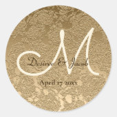 Elegant Gold Monogram Modern Wedding Ronde Sticker (Voorkant)