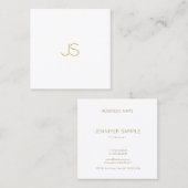 Elegant Gold Monogram Moderne Eenvoudige Sjabloon  Vierkante Visitekaartje (Voorkant / Achterkant)