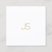 Elegant Gold Monogram Moderne Eenvoudige Sjabloon  Vierkante Visitekaartje (Voorkant)