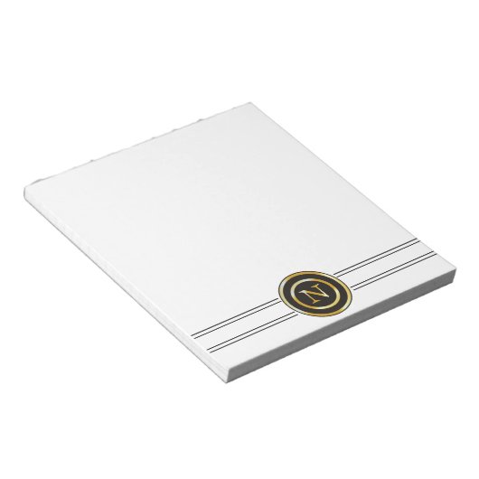 Elegant Gold Monogram N Notitieblok (Schuin)