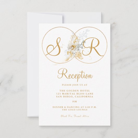 Elegant Gold Monogram Naam Initiaal Opvang Kaart (Voorkant)