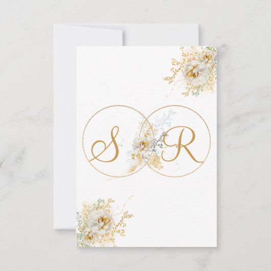 Elegant Gold Monogram Naam Initiaal Opvang Kaart (Achterkant)