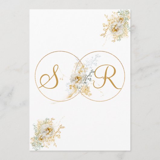 Elegant Gold Monogram Naam Initiaal Wedding Menu (Achterkant)
