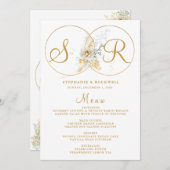 Elegant Gold Monogram Naam Initiaal Wedding Menu (Voorkant / Achterkant)