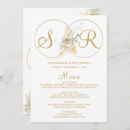Elegant Gold Monogram Naam Initiaal Wedding Menu