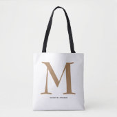 Elegant Gold Monogram Naam Tote Bag (Voorkant)