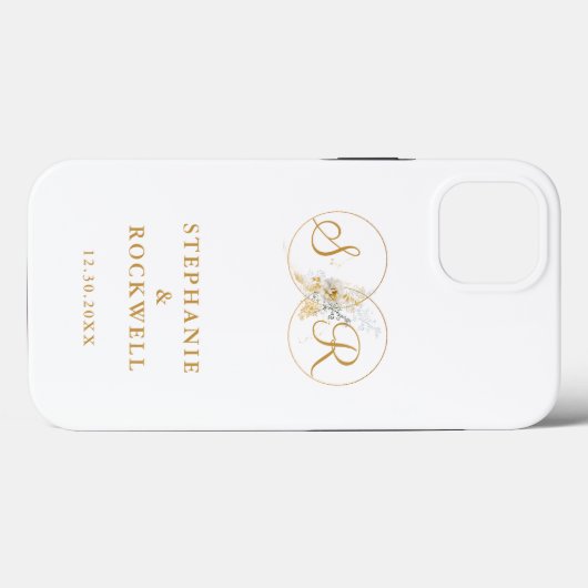 Elegant Gold Monogram Name Initiaal Wedding Case-Mate iPhone Case (Achterkant (horizontaal))