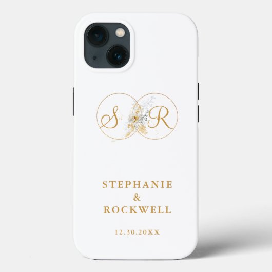 Elegant Gold Monogram Name Initiaal Wedding Case-Mate iPhone Case (Achterkant)