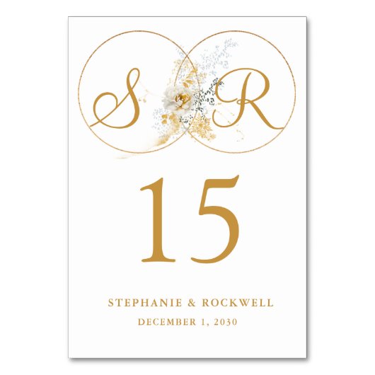Elegant Gold Monogram Name Initiaal Wedding Kaart (Achterkant)