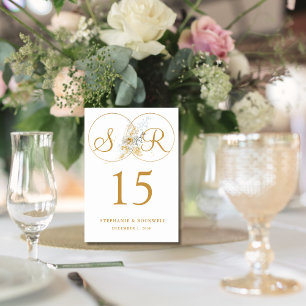 Elegant Gold Monogram Name Initiaal Wedding Kaart