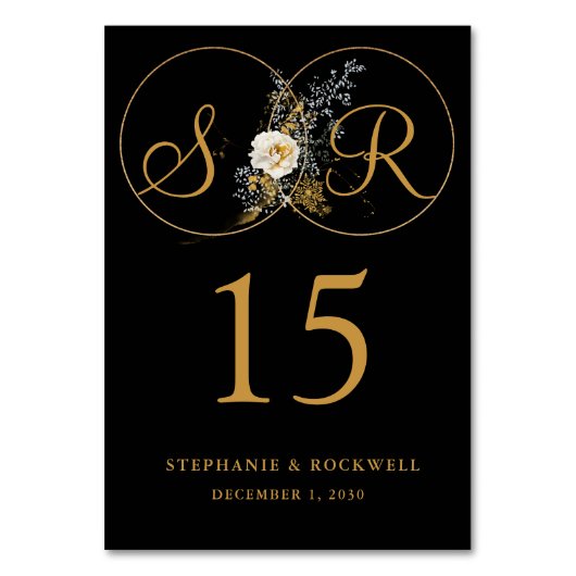 Elegant Gold Monogram Name Initiaal Wedding Kaart (Voorkant)
