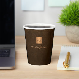 Elegant gold monogram name script papieren bekers