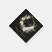 Elegant Gold Monogram op zwart bruiloft papier Servet (Hoek)