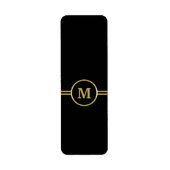 Elegant gold Monogram op zwart Etiket (Voorkant)