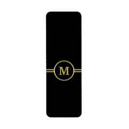 Elegant gold Monogram op zwart Etiket
