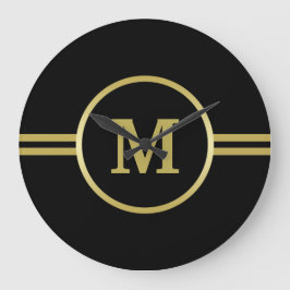 Elegant gold Monogram op zwart Grote Klok