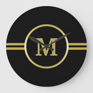 Elegant gold Monogram op zwart Grote Klok