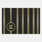 Elegant gold Monogram op zwart Inpakpapier Vel (Voorkant 2)