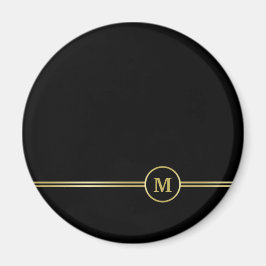 Elegant gold Monogram op zwart Magneet
