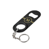 Elegant gold Monogram op zwart Mini Flessenopener (Achterkant Gekanteld)