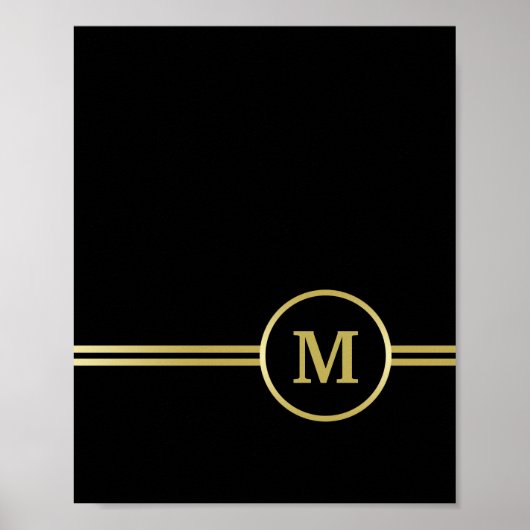 Elegant gold Monogram op zwart Poster (Voorkant)