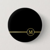 Elegant gold Monogram op zwart Ronde Button 5,7 Cm (Voorkant)