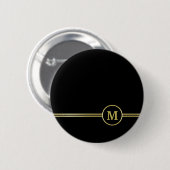 Elegant gold Monogram op zwart Ronde Button 5,7 Cm (Voorkant /achterkant)