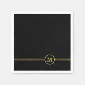 Elegant gold Monogram op zwart Servet (Voorkant)