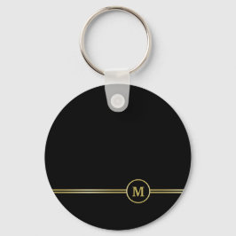 Elegant gold Monogram op zwart Sleutelhanger