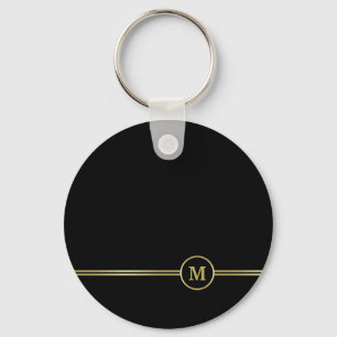 Elegant gold Monogram op zwart Sleutelhanger